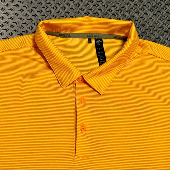 Adidas Men’s Orange Stripe Golf Polo Size L - Picture 3 of 10